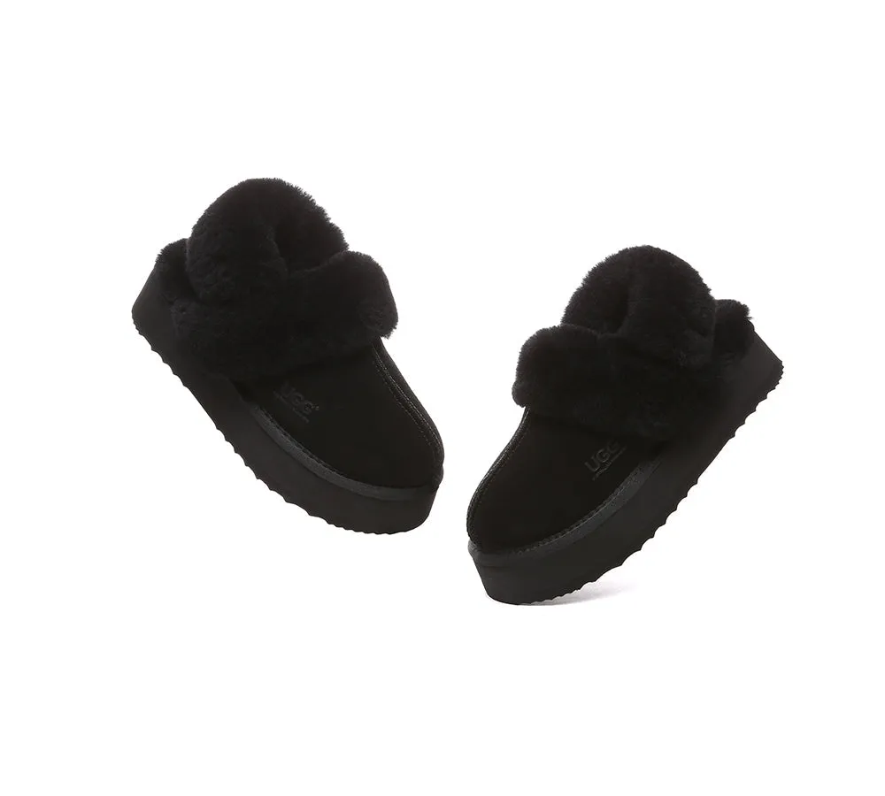 Women Removable Wool Strap Slingback Platform Slippers Musa