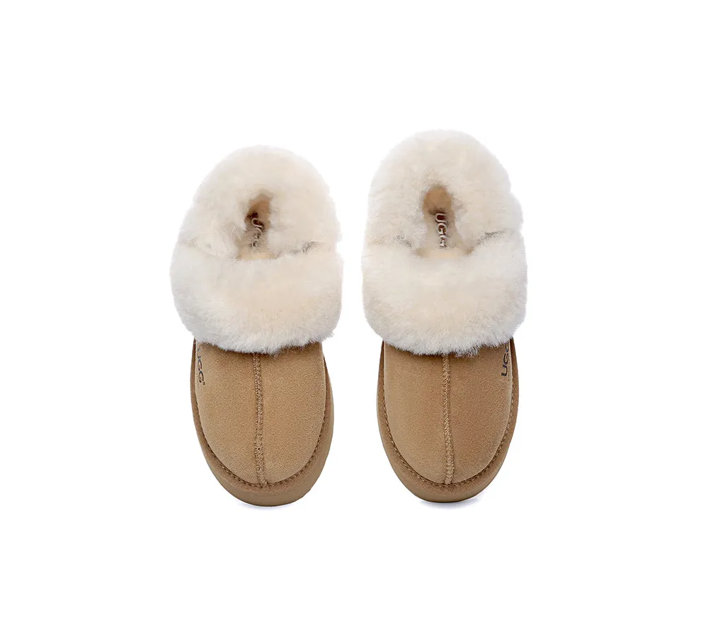 Women Removable Wool Strap Slingback Platform Slippers Musa