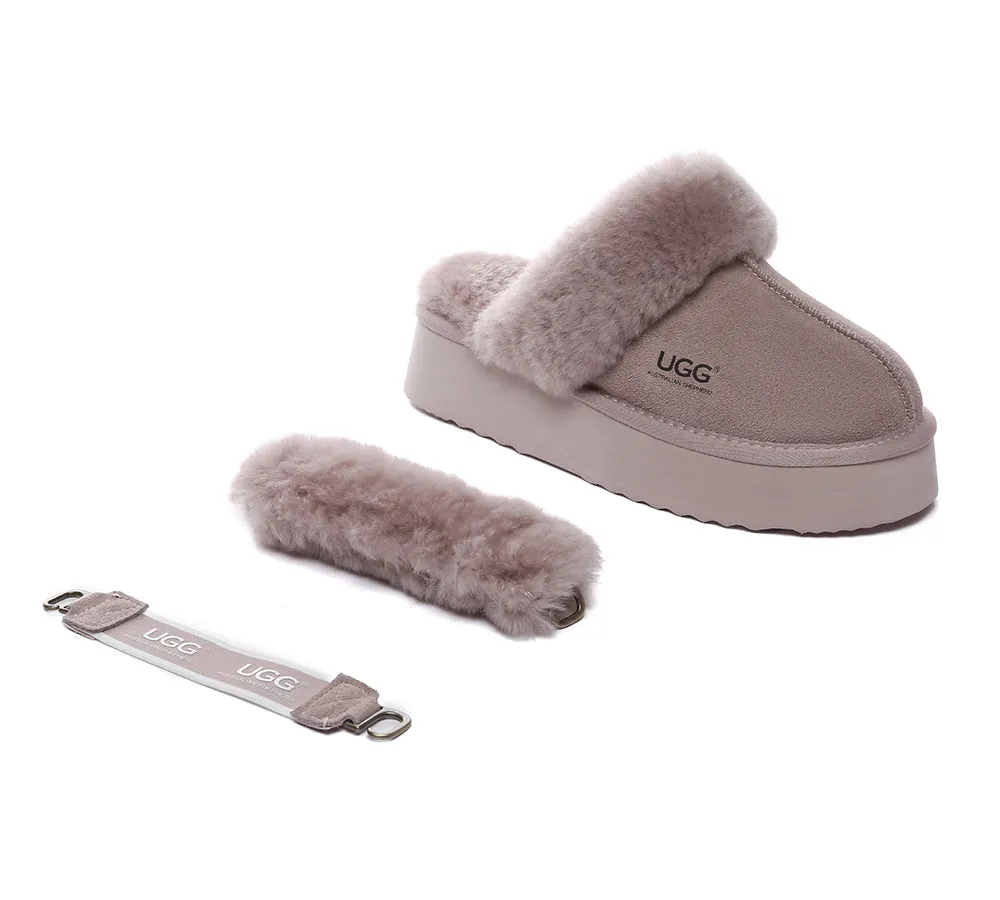 Women Removable Wool Strap Slingback Platform Slippers Musa