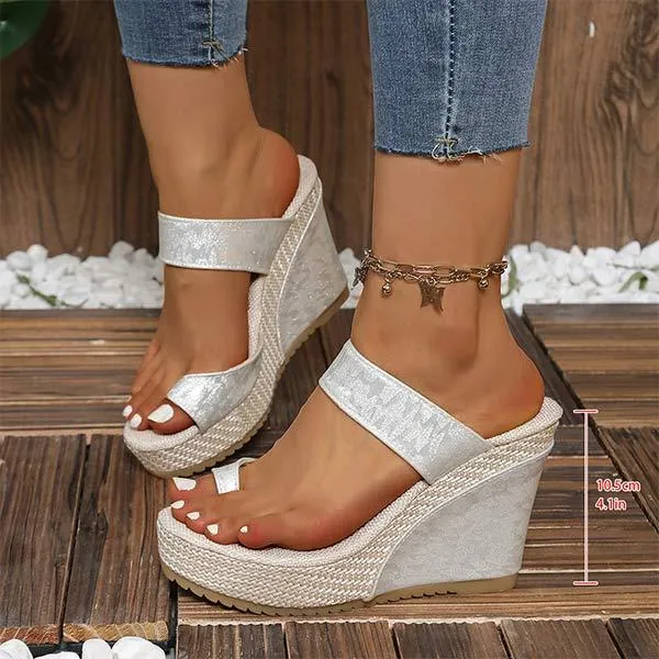 Women's Peep Toe High Heel Platform Wedge Sandals 24715549C