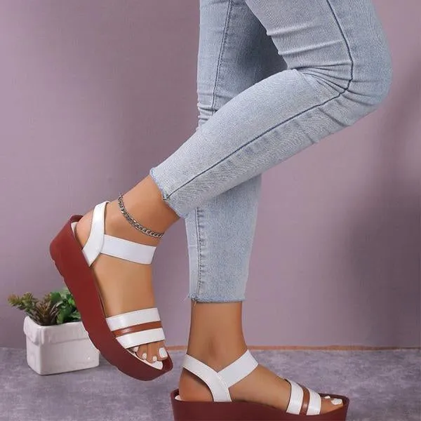 Women's Retro Elastic Strap Thick Soled Sandals 43589173S