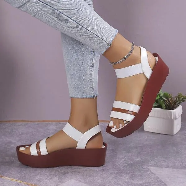 Women's Retro Elastic Strap Thick Soled Sandals 43589173S