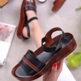 Women's Retro Elastic Strap Thick Soled Sandals 43589173S