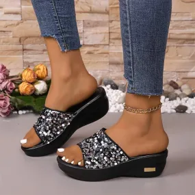 Women's Sequin Platform Wedge Sandals 71901185C