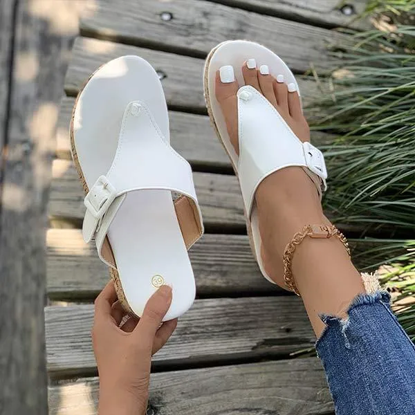 Women's Thick-Sole Wedge Heel Buckled Sandals 78412747C