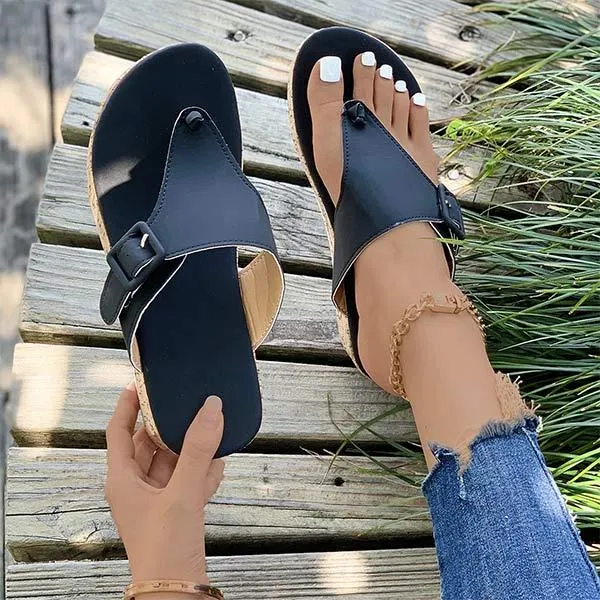 Women's Thick-Sole Wedge Heel Buckled Sandals 78412747C