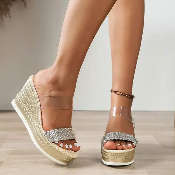 Women's Transparent Platform Platform Wedge Slippers 04129143C