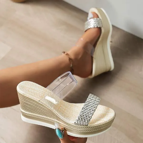 Women's Transparent Platform Platform Wedge Slippers 04129143C
